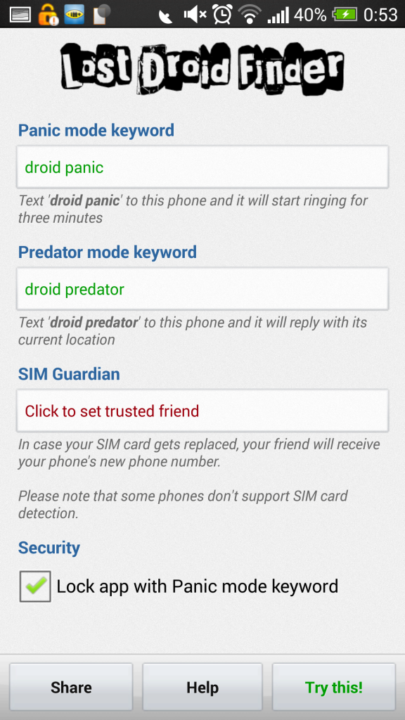 Lost droid finder