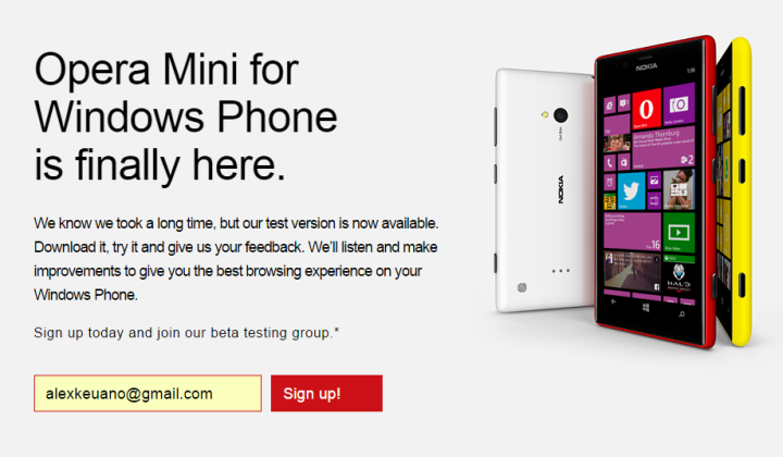 Opera Mini для Windows Phone