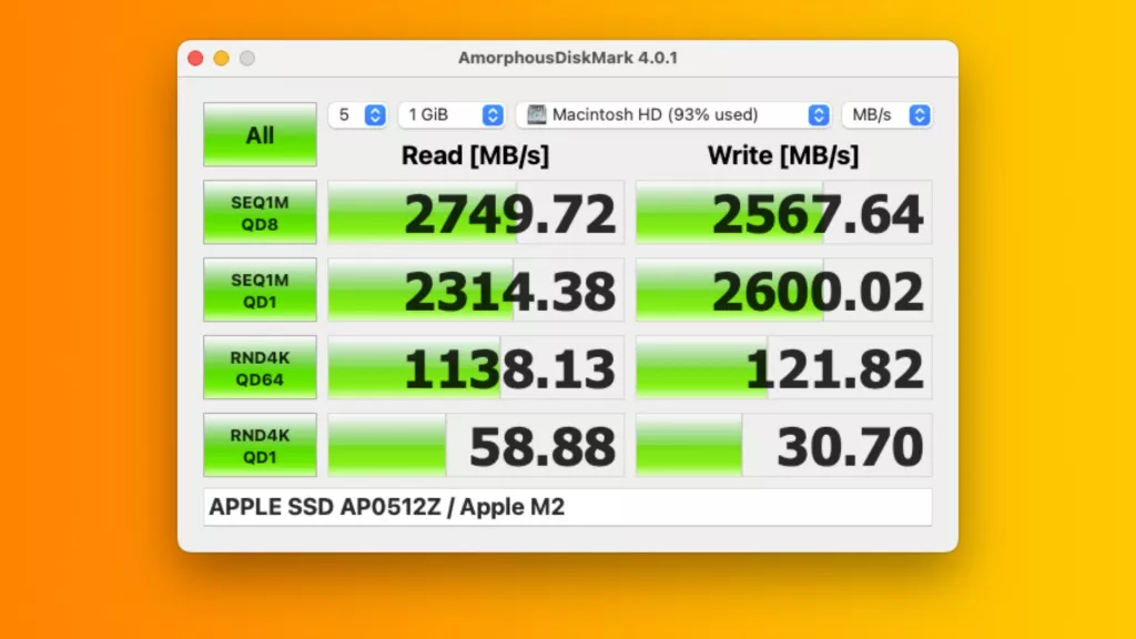 Скорость SSD на 512 ГБ