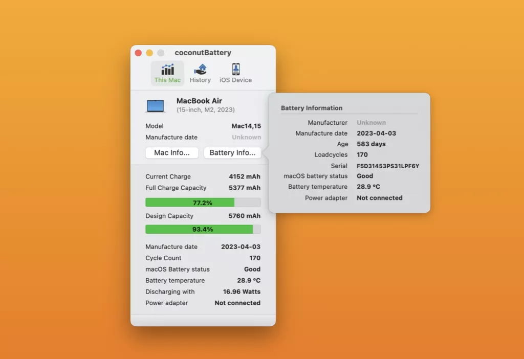 coconutBattery coconutBattery