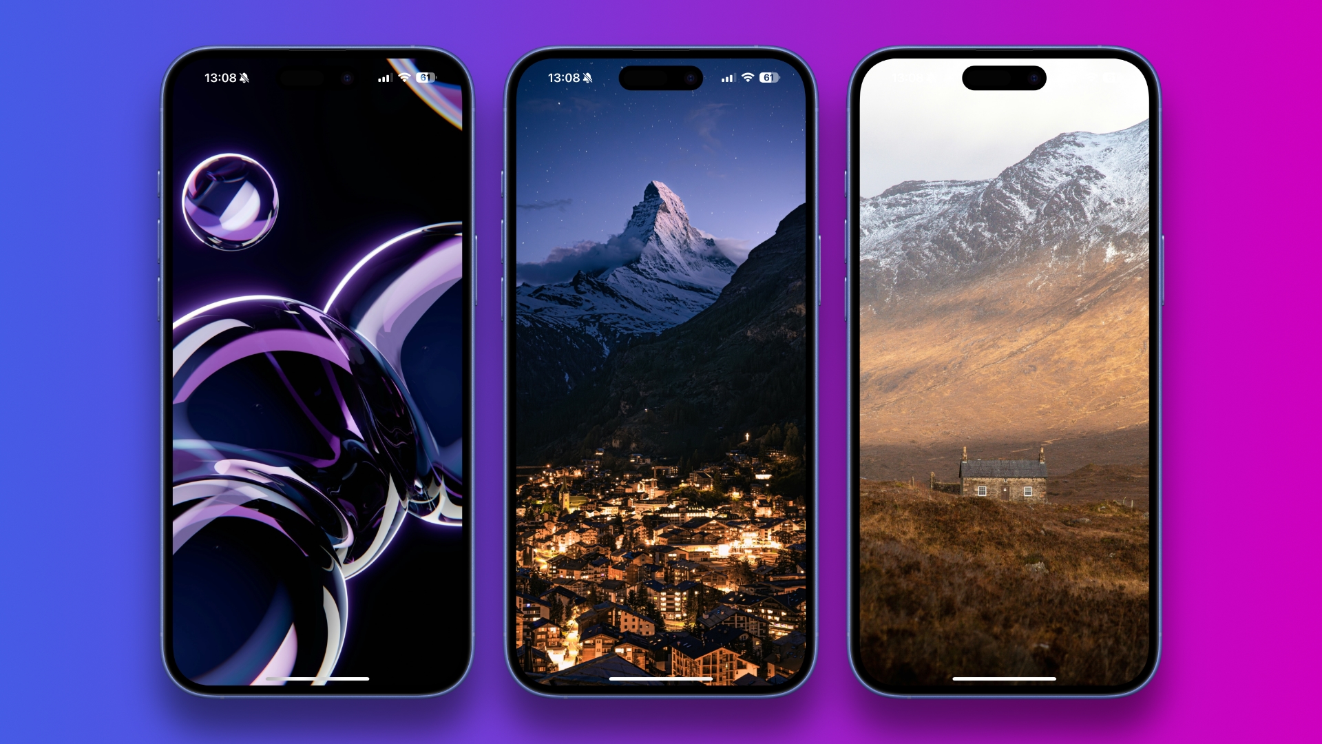 Обои на телефон: абстракции, горы и немного ночного неба