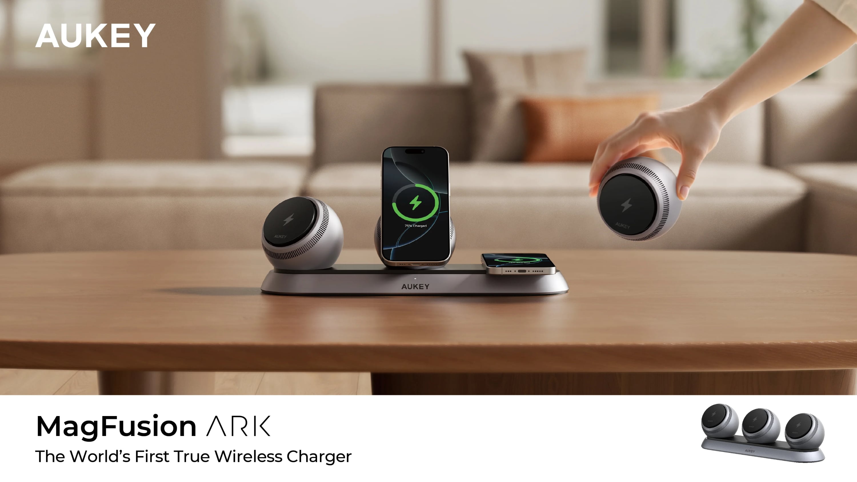 Представлена Aukey MagFusion Ark  модульная зарядка со сферами для iPhone