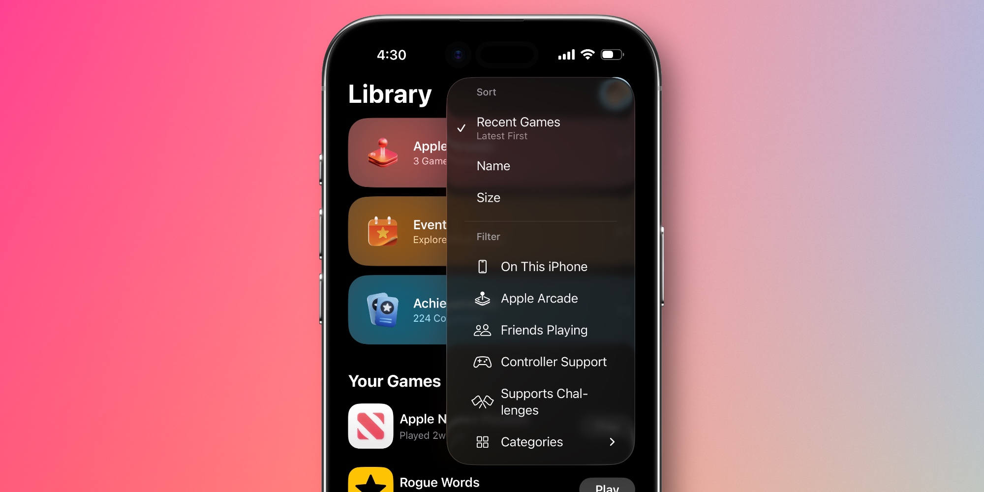 Apple добавила три новые функции в Игры в iOS 26.2