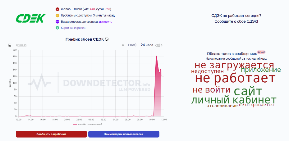 СДЭК сбоит: личный кабинет недоступен
