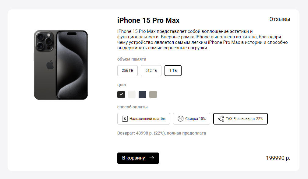 Каркас айфона 15 про Макс черного ц.