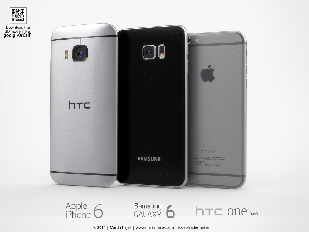 Сравнение дизайна iPhone 6 с Galaxy S6 и HTC One (M9)