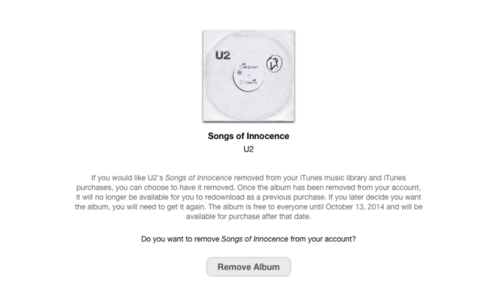 Удаление альбома U2 SOI