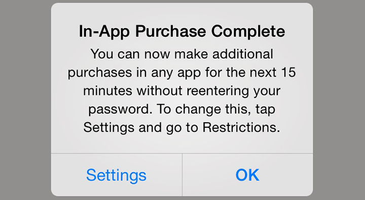 В iOS 7.1 появились предупреждения о встроенных покупках