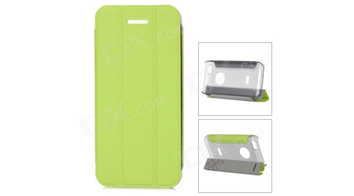 Baseus Protective PC Back Case + PU Leather Cover Stand for iPhone 5C