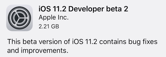 iOS 11.2 beta 2 iOS 11.2 beta 2