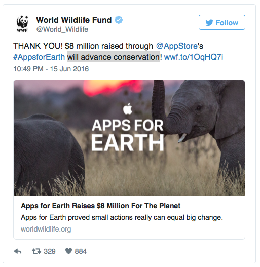 Благотворительная акция Apps for Earth принесла $8 млн