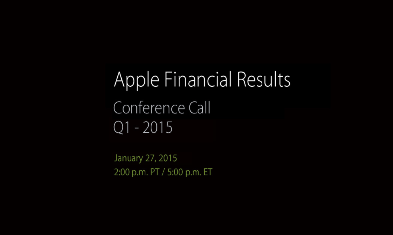 28 января компания Apple объявит итоги 1 квартала 2015 финансового года