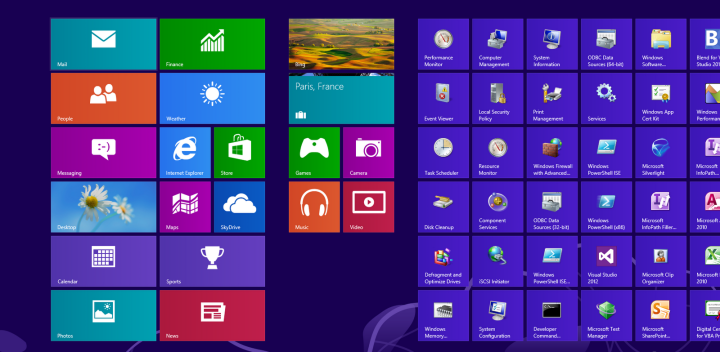Плитки в Windows 8