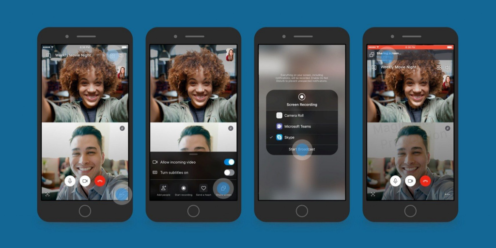 В мобильных приложениях Skype появится возможность трансляции экрана
