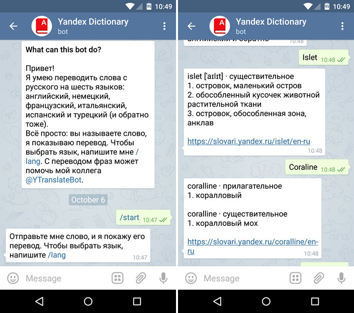 Yandex Dictionary — словарный бот