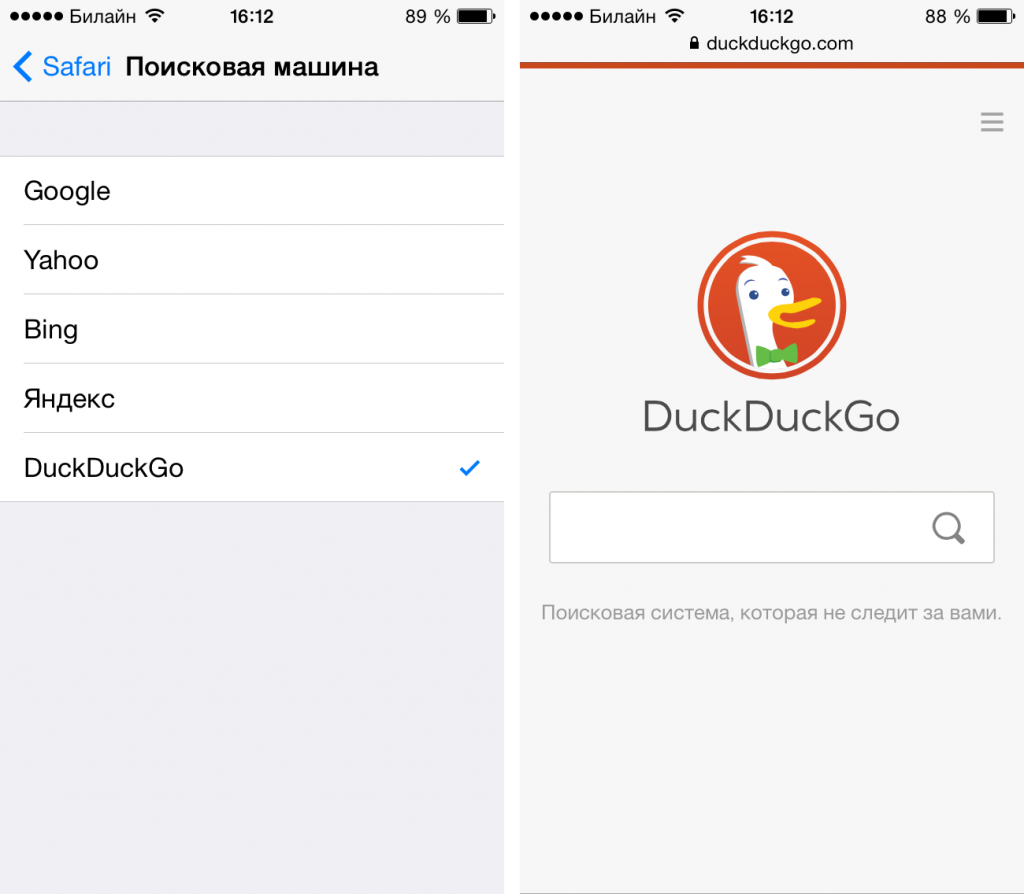 DuckDuckGo в iOS 8