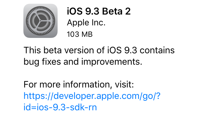 iOS 9.3 beta 2