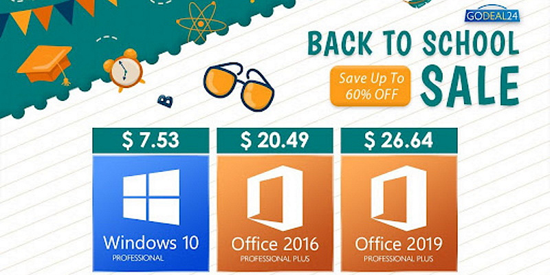 Распродажа «Обратно в школу» от Godeal24: Office от $20 и Windows 10 от $7,5
