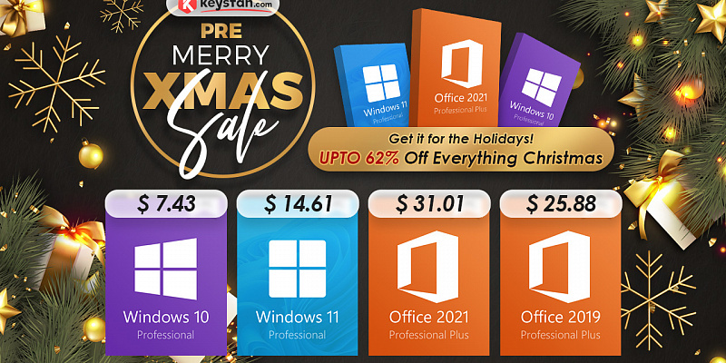 Предрождественская распродажа: Windows 10 Pro за $7,43, Office 2021 меньше чем за $15 и многое другое!
